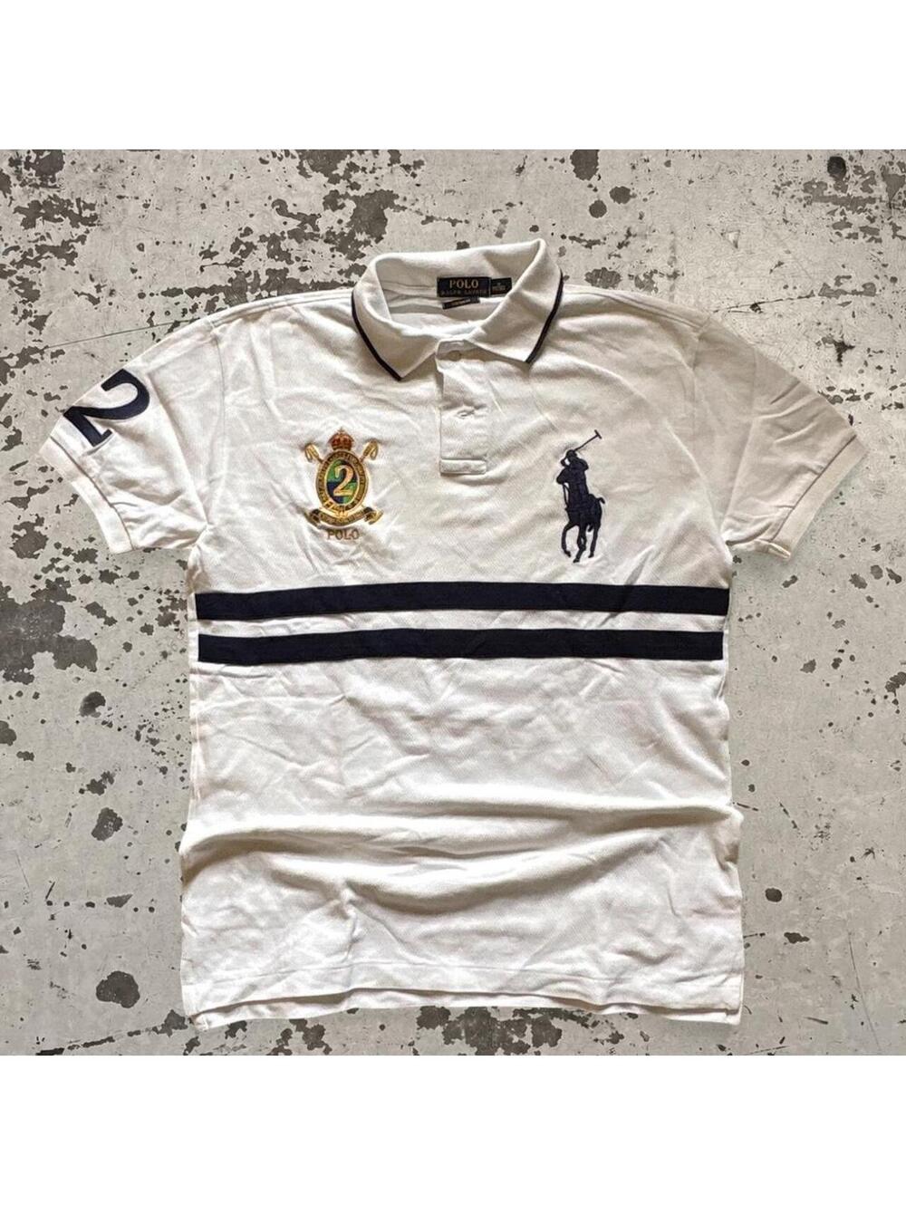 Beautiful yacht club striped polo Ralph Lauren big pony tee.